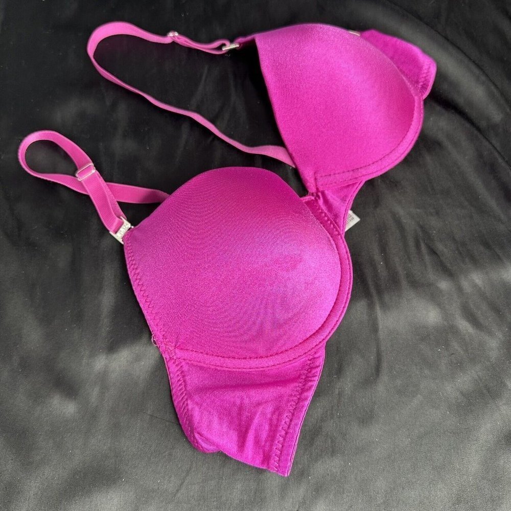 Mopas Intimates Pink Bra Rhinestone Straps Adjustable Straps Underwire - Picture 1 of 12